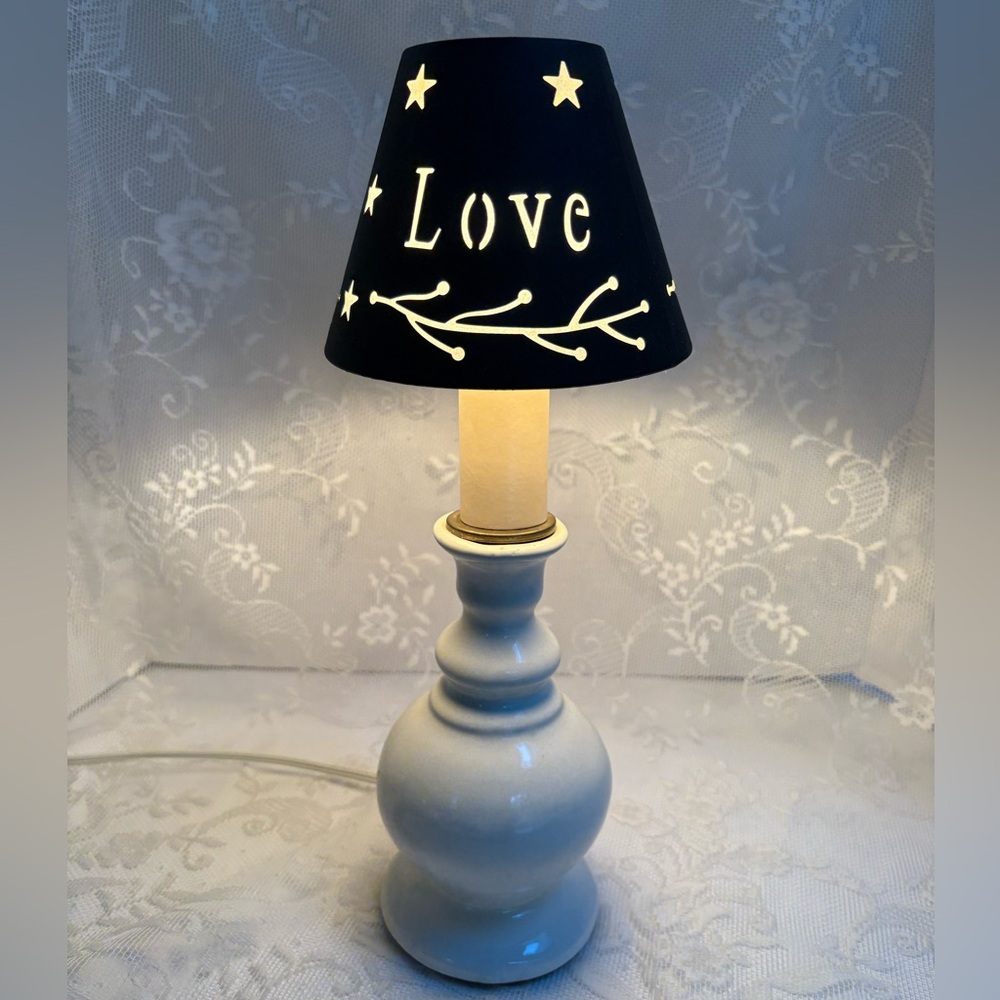 Metal Cutout Black White Clip On Mini Lamp Shade Country Farmhouse Love Faith